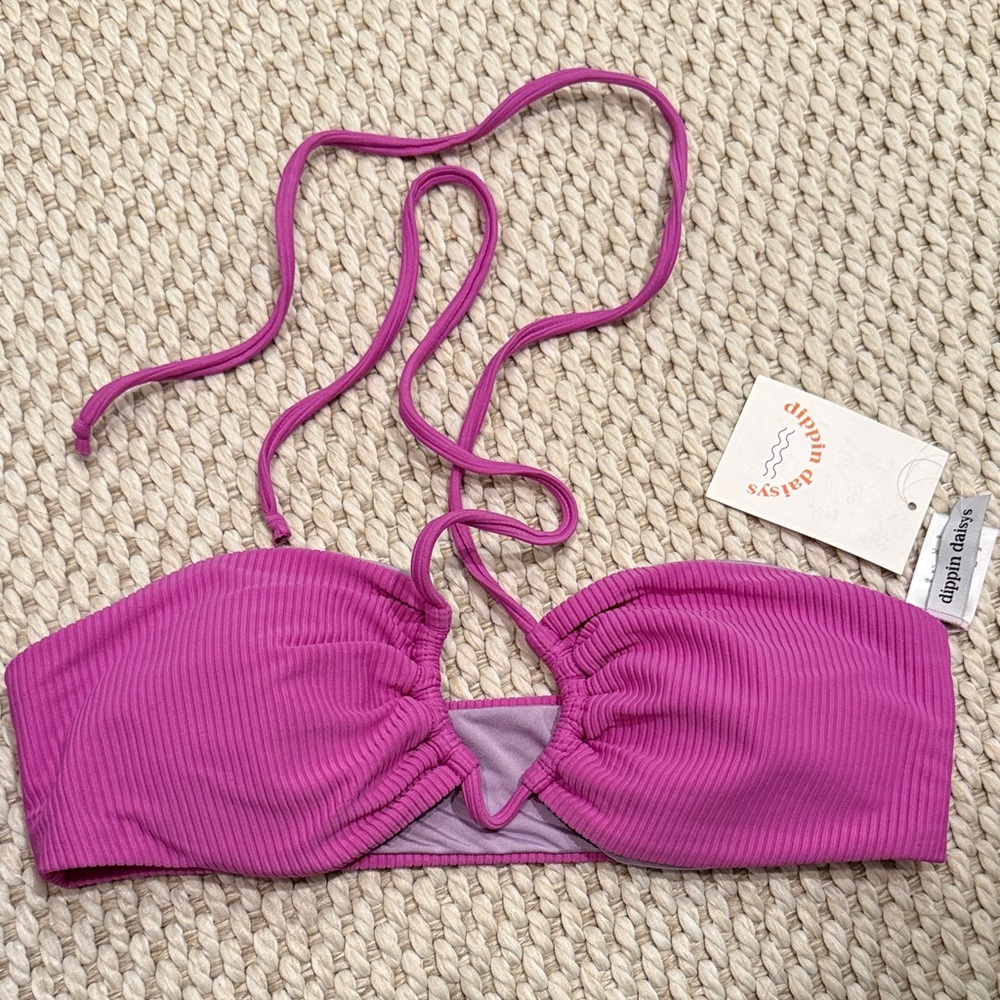 Dippin' Daisy's Fuscia Amalfi Halter Bikini Top Size Small NWT